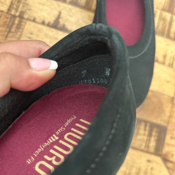 Munro American Black Suede Leather Slip On Wedge Mary Jane Shoes Women Size 7 - Picture 3 of 5